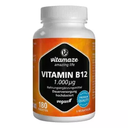 VITAMIN B12 1000 µg high dose vegan tablets, 180 pcs