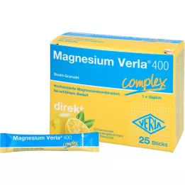 MAGNESIUM VERLA 400 lemon direct granules, 25 pcs