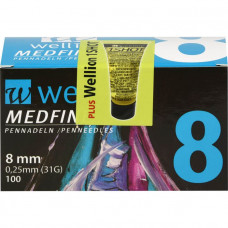 WELLION MEDFINE Plus pen needles 8 mm, 100 pcs