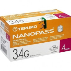 TERUMO NANOPASS 34 Pen cannula 34 g 0.18x4 mm, 100 pcs