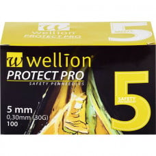 WELLION PROTECT PRO Safety Pen-Needles 30 g 5 mm, 100 pcs