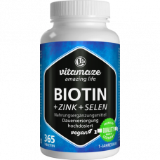 BIOTIN 10 mg highly dose+zinc+selenium tablets, 365 pcs