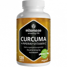 CURCUMA+PIPERIN+ Vitamin C Vegan Kapseln, 120 pcs