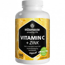 VITAMIN C 1000 mg highly dose+zinc vegan tablets, 180 pcs