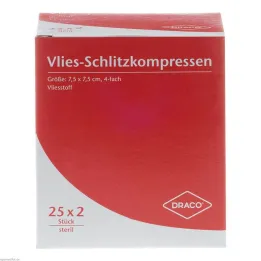 Slit compresses fleece 7.5x, 25x2 pieces
