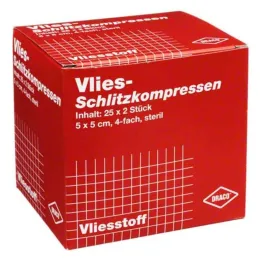Slit compresses fleece 5x5c, 25x2 pieces