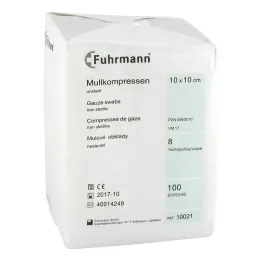 Gauze compresses 10x10 cm non-sterile 8-fold, 100 pieces