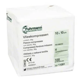 Fleece compresses, non-sterile, 10x10 cm, 4 layers, 100 pieces