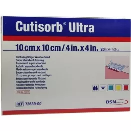CUTISORB Ultra suction compresses 10x10 cm sterile, 20 pcs