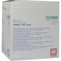 VLIES-SCHLITZKOMPRESSEN 7.5x7.5 cm sterile 6-fold, 25X2 pcs