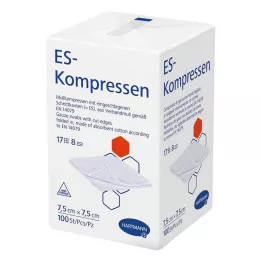 ES-KOMPRESSEN non-sterile 7.5x7.5 cm 8-way, 100 pcs