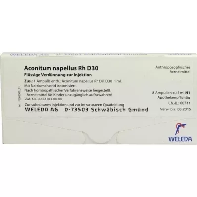 ACONITUM NAPELLUS Rh D 30 ampoules, 8X1ml