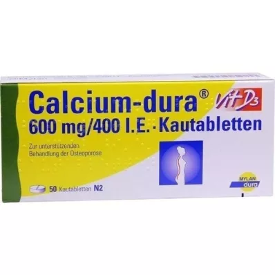 CALCIUM DURA Vit D3 600 mg/400 I.E. Kautabletten, 50 St
