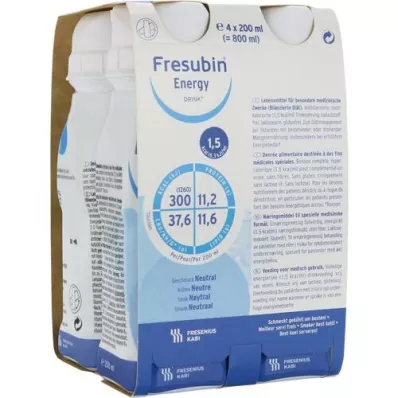 FRESUBIN ENERGY DRINK Neutral Trinkflasche, 4X200 ml