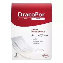 DRACOPOR Wound dressing 5x7.2 cm sterile, 5 pcs