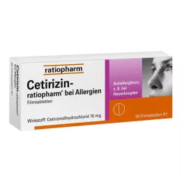 CETIRIZIN-ratiopharm for allergies 10 mg film-coated tablets, 20 pcs