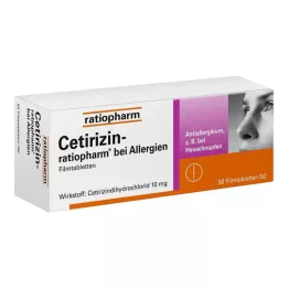 CETIRIZIN-ratiopharm for allergies 10 mg film-coated tablets, 50 pcs