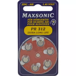 BATTERIEN f. Maxsonic PR312 hearing aids, 6 pcs