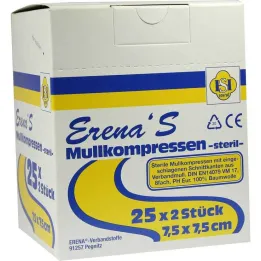 Erena Sterile gauze compress 7.5x7, 25x2 pcs