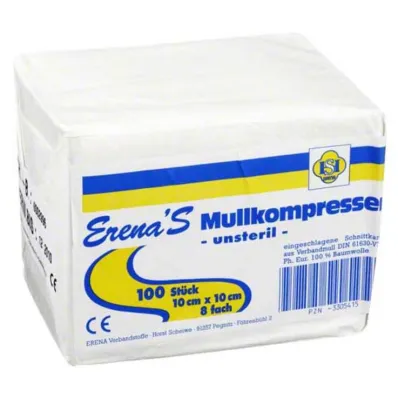 Erena non-sterile gauze compress 10x, 100 pieces