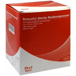 DRACOFIX PEEL Comress 7.5x7.5 cm sterile 8 times, 25x2 pcs