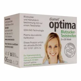 Diamet optima blood sugar test strips 2in1, 2x25 pieces