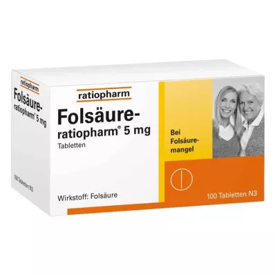 FOLSÄURE-RATIOPHARM 5 mg tablets, 100 pcs FOLSÄURE-RATIOPHARM 5 mg tablets, 100 pcs
