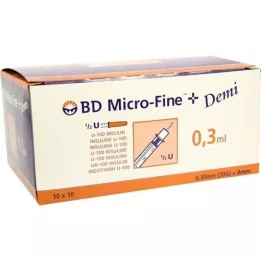 BD MICRO-FINE+ Insulinspr.0,3 ml U100 0,3x8 mm, 100 St