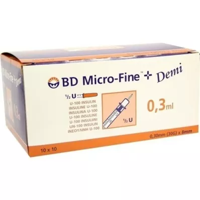 BD MICRO-FINE+ Insulininspre. 3 ml U100 0,3x8 mm, 100 szt