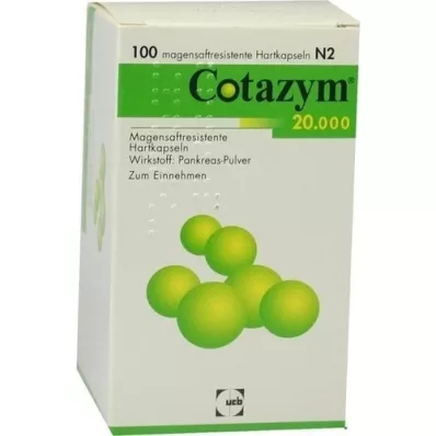 COTAZYM 20,000 pellets gastric -resistant capsules, 100 pcs