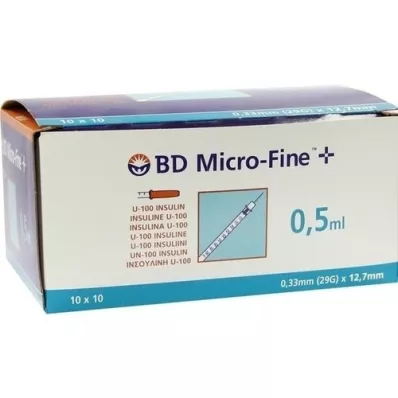 BD MICRO-FINE+ Insulinspr.0,5 ml U100 12,7 mm, 100X0.5 ml
