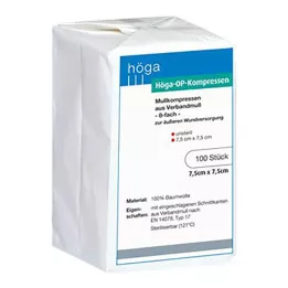 HÖGA-KOMPRESSEN OP 7.5x7.5 cm Unstertil 8 -fold, 100 pcs