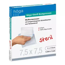 HÖGA-KOMPRESSEN 7.5x7.5 cm sterile 8 times, 5x2 pcs