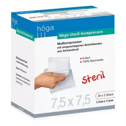 HÖGA-KOMPRESSEN 7.5x7.5 cm sterile 8-fold, 25X2 pcs