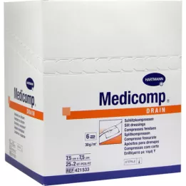 MEDICOMP drain slit comp. sterile 7.5x7.5 cm, 50 pcs