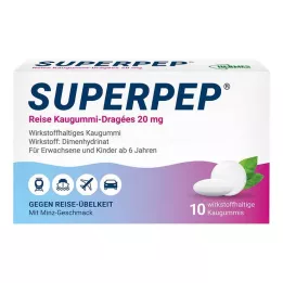 SUPERPEP Travel Chewing Gum Dragees 20 mg, 10 pcs