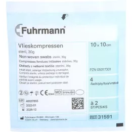 VLIESKOMPRESSEN sterile 10x10 cm 4-fold, 50X2 pcs