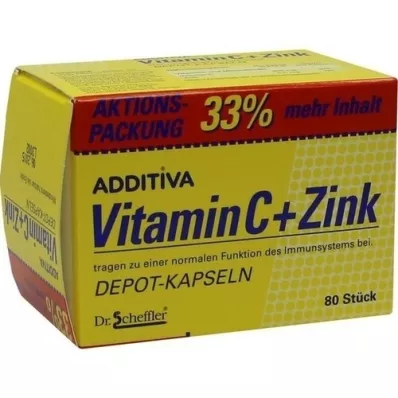 ADDITIVA Vitamin C+Zink Depotkaps. Action pack, 80 pcs