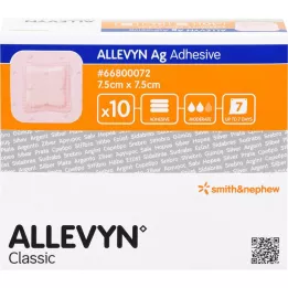 ALLEVYN Ag Adhesive 7.5x7.5cm Wound Dressing, 10 pcs