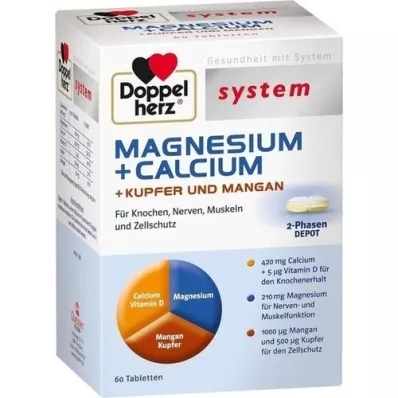 DOPPELHERZ Magnesium+Calc.+Kupfer+Mangan syst.Tab., 60 St