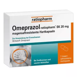 OMEPRAZOL-ratiopharm SK 20 mg gastric juice hard capsule, 7 pcs