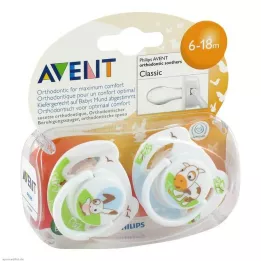 AVENT Soothers 6-18 months. Animal motifs,pcs