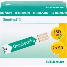 Omnitest 3 blood sugar sensors test strips, 2x50 pcs