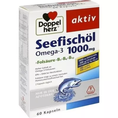 DOPPELHERZ Seefischöl Omega-3 1.000 mg+Fols.Kaps., 60 St