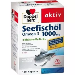 DOPPELHERZ Sea fish oil Omega-3 1,000 mg+fols.kaps., 120 pcs