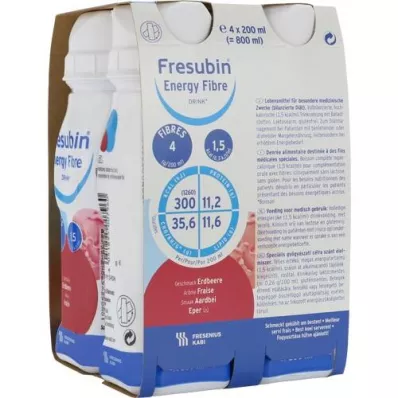 FRESUBIN ENERGY Fibre DRINK Erdbeere Trinkflasche, 4X200 ml
