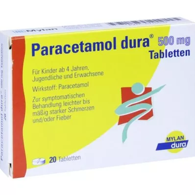PARACETAMOL dura 500 mg tablets, 20 pcs