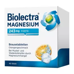 BIOLECTRA Magnesium 243 mg forte Orange effervescent tablets, 40 pcs