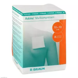 ASKINA Gauze compresses 10x10 cm non-sterile 8-ply, 100 pcs