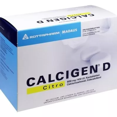 CALCIGEN D Citro 600 mg/400 I.E. chewing tablets, 200 pcs